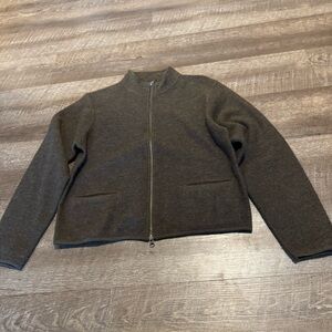 Woolrich Brown Wool Zip Up Cardigan Sweater